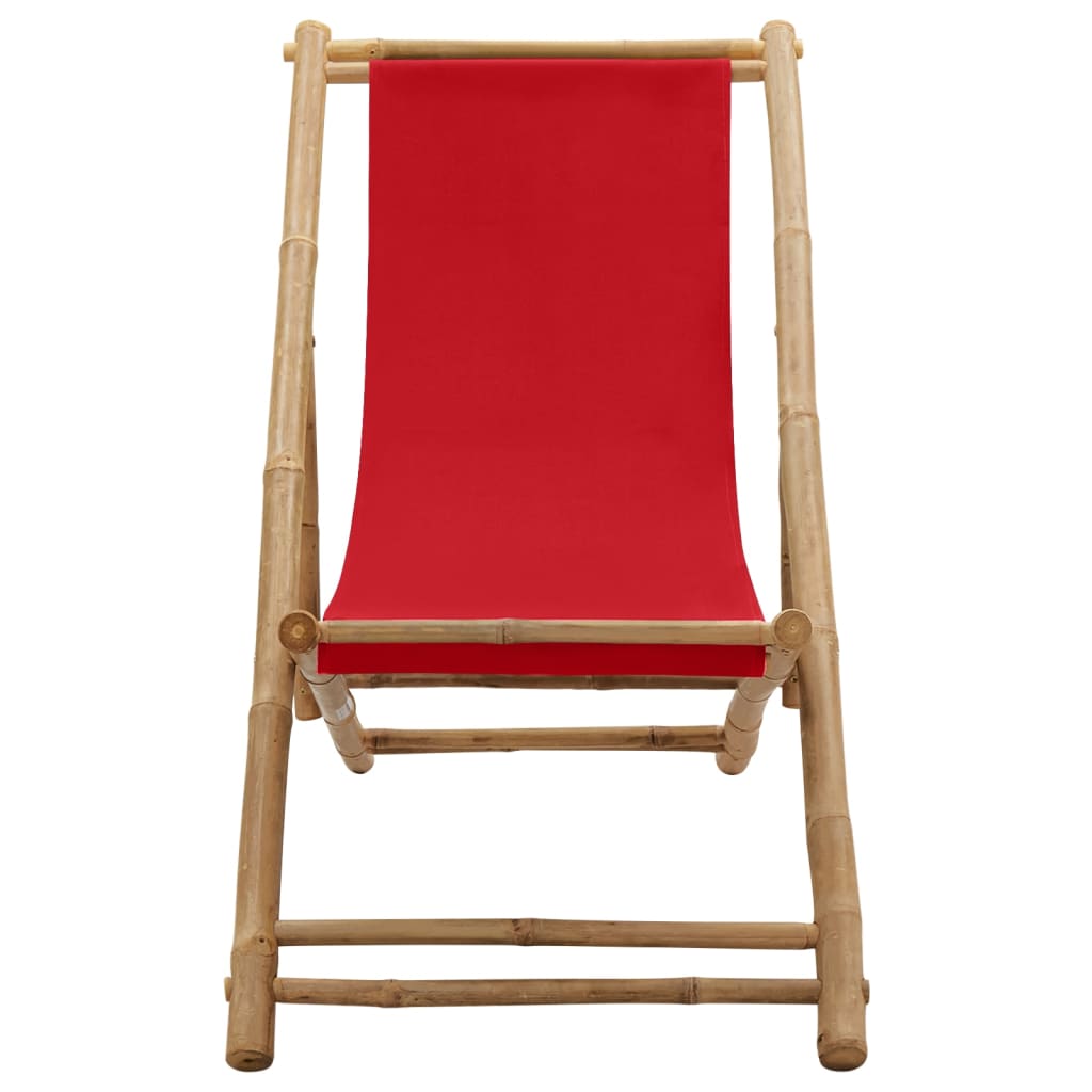 vidaXL Cadeira de terraço bambu e lona vermelho