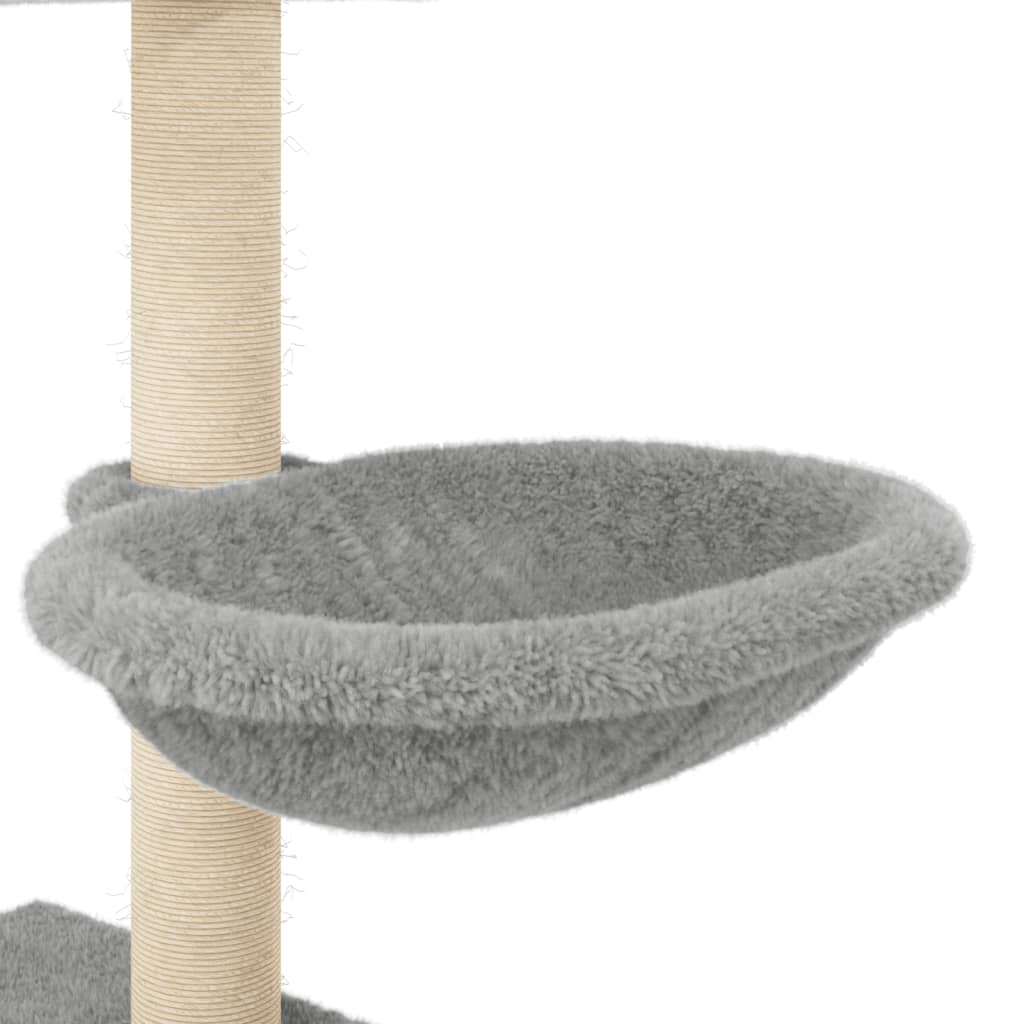 vidaXL Árvore p/ gatos c/ postes arranhadores sisal 117 cm cinza-claro