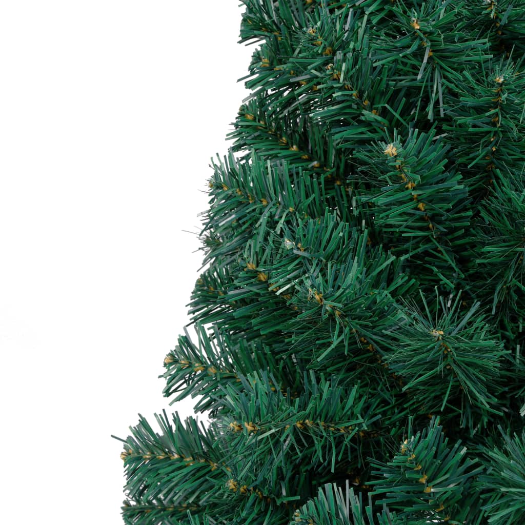 vidaXL Meia árvore Natal artificial pré-iluminada + suporte PVC verde