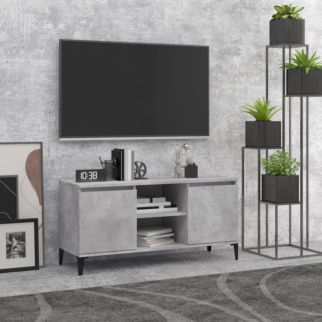 vidaXL Móvel de TV com pernas em metal 103,5x35x50 cm cinzento cimento