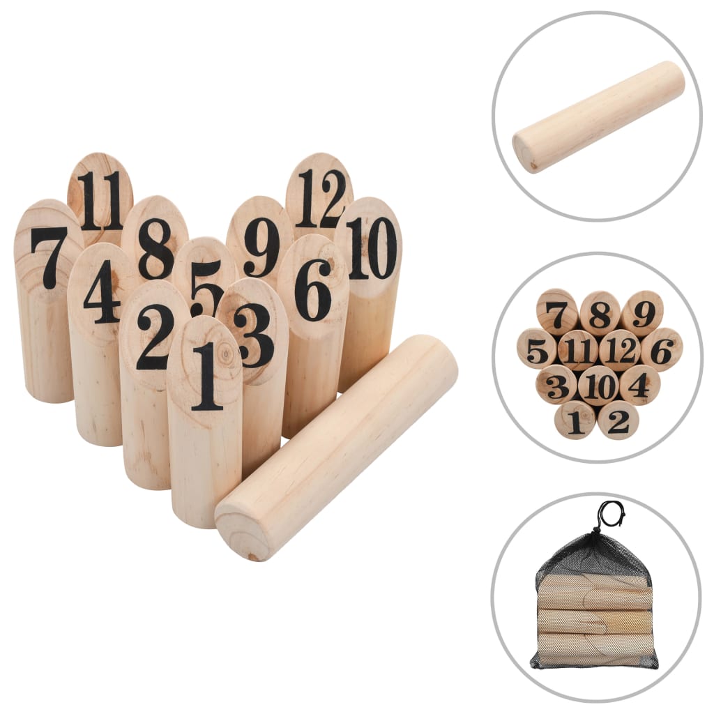 vidaXL Conjunto de jogo kubb numerado em madeira