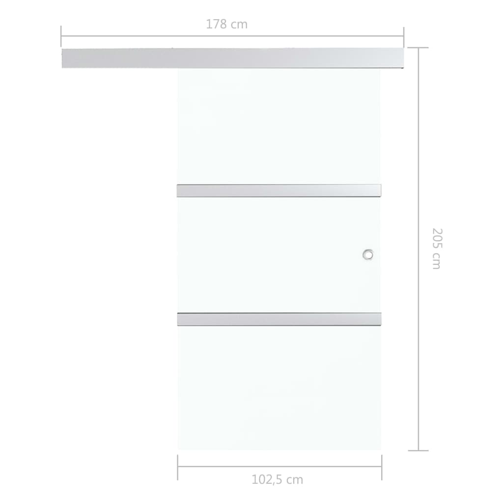 vidaXL Porta deslizante batente suave vidro ESG 102,5x205 cm prateado
