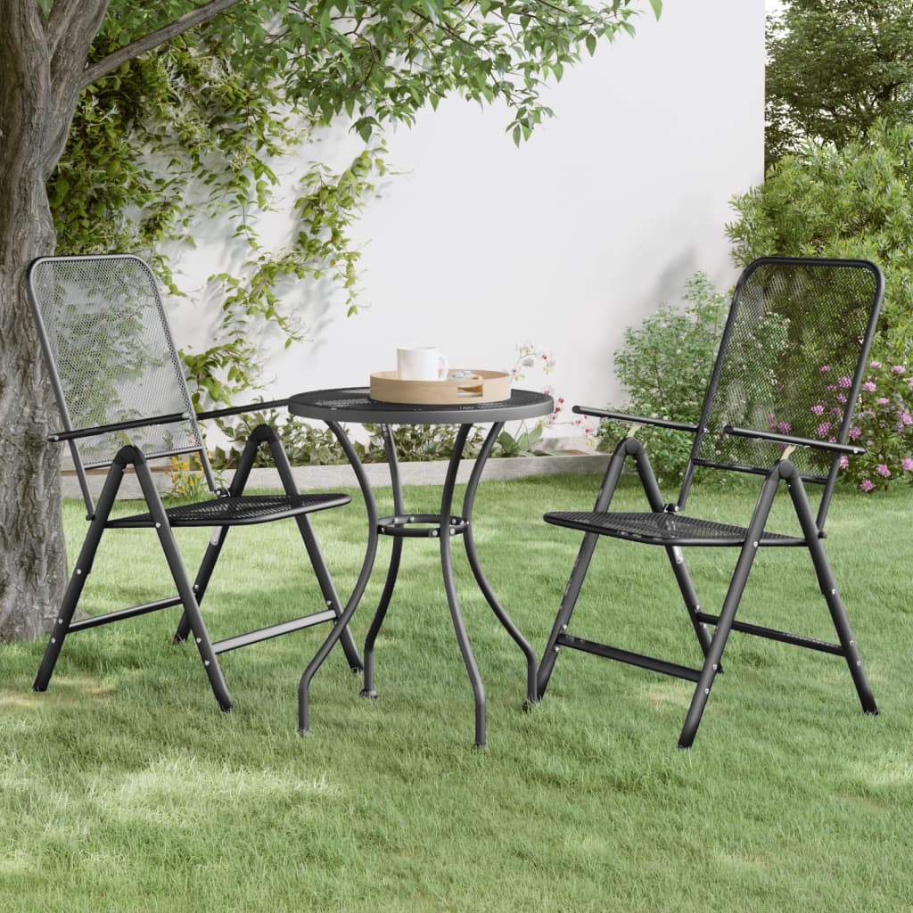 vidaXL Cadeiras jardim dobráveis 2 pcs malha metal expandido antracite