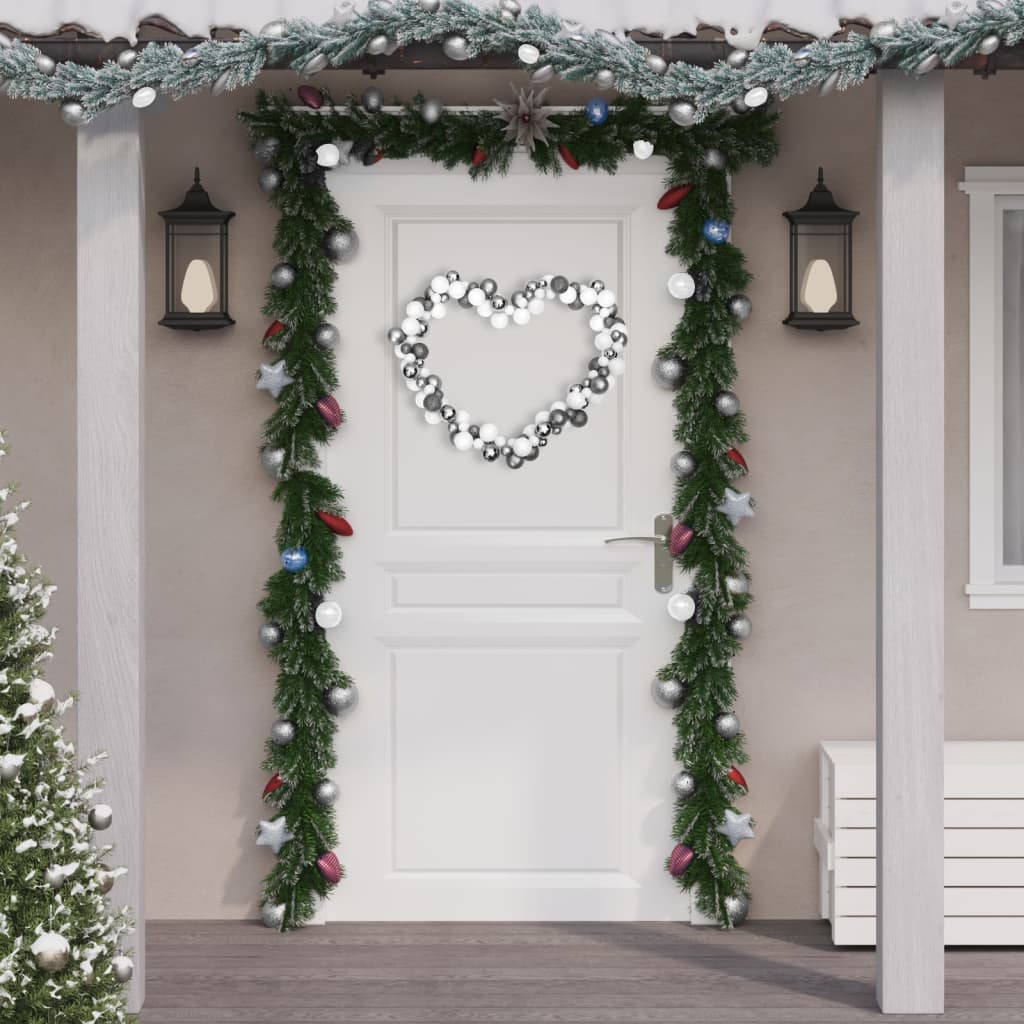 vidaXL Grinalda de Natal com bolas 175 cm poliestireno branco e cinza