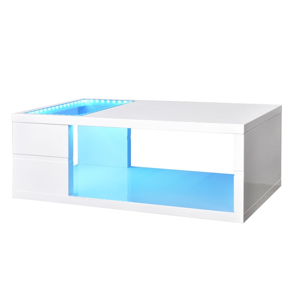 vidaXL Mesa de centro com LED branco brilhante