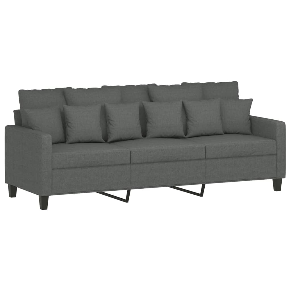 vidaXL 4 pcs conjunto de sofás com almofadas tecido cinzento-escuro