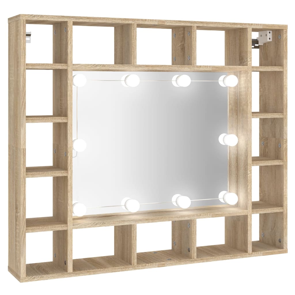 vidaXL Armário espelhado com LED 91x15x76,5 cm carvalho sonoma