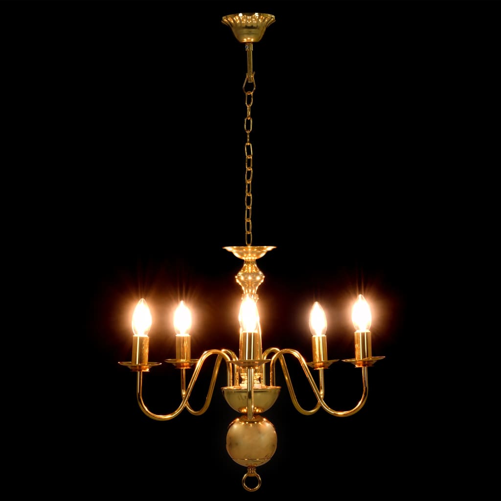 vidaXL Lustre de 5 lâmpadas E14 dourado