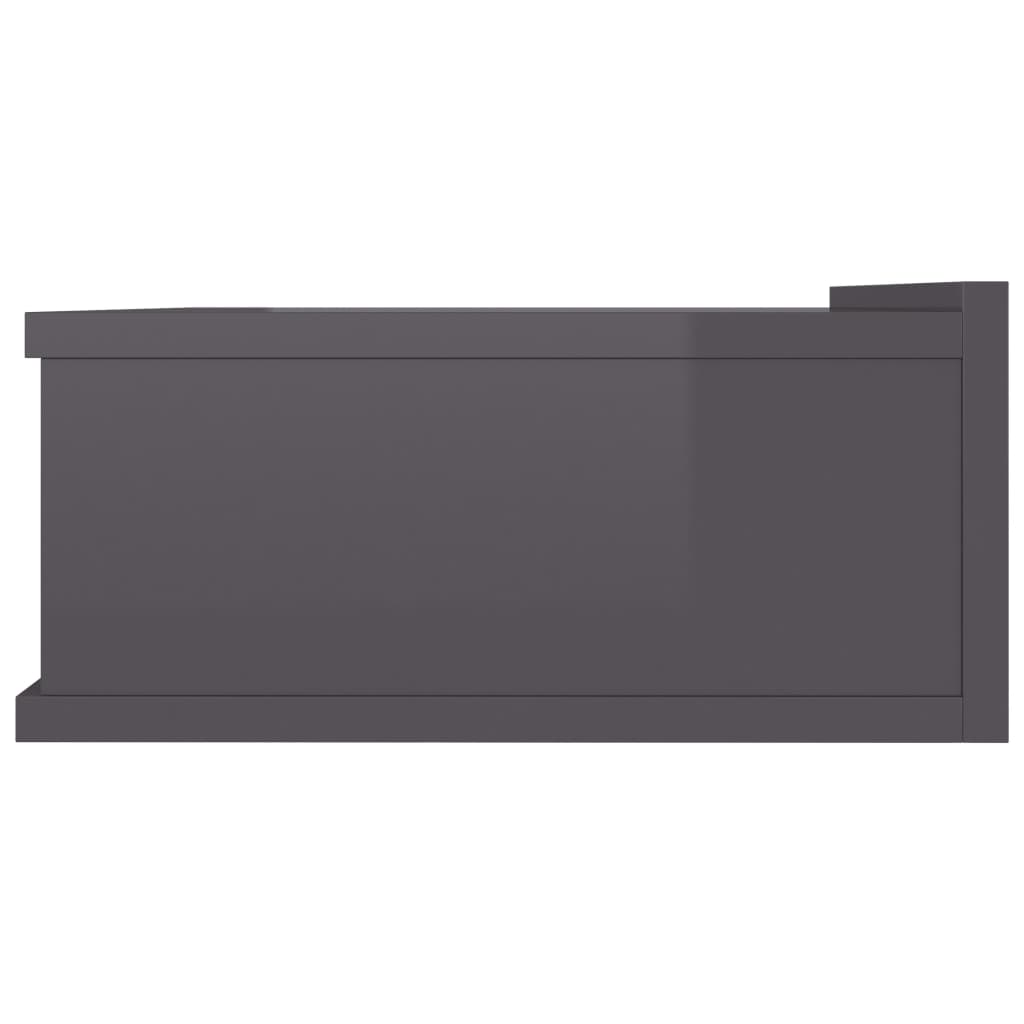 vidaXL Mesa de cabeceira suspensa 40x30x15 cm cinzento brilhante