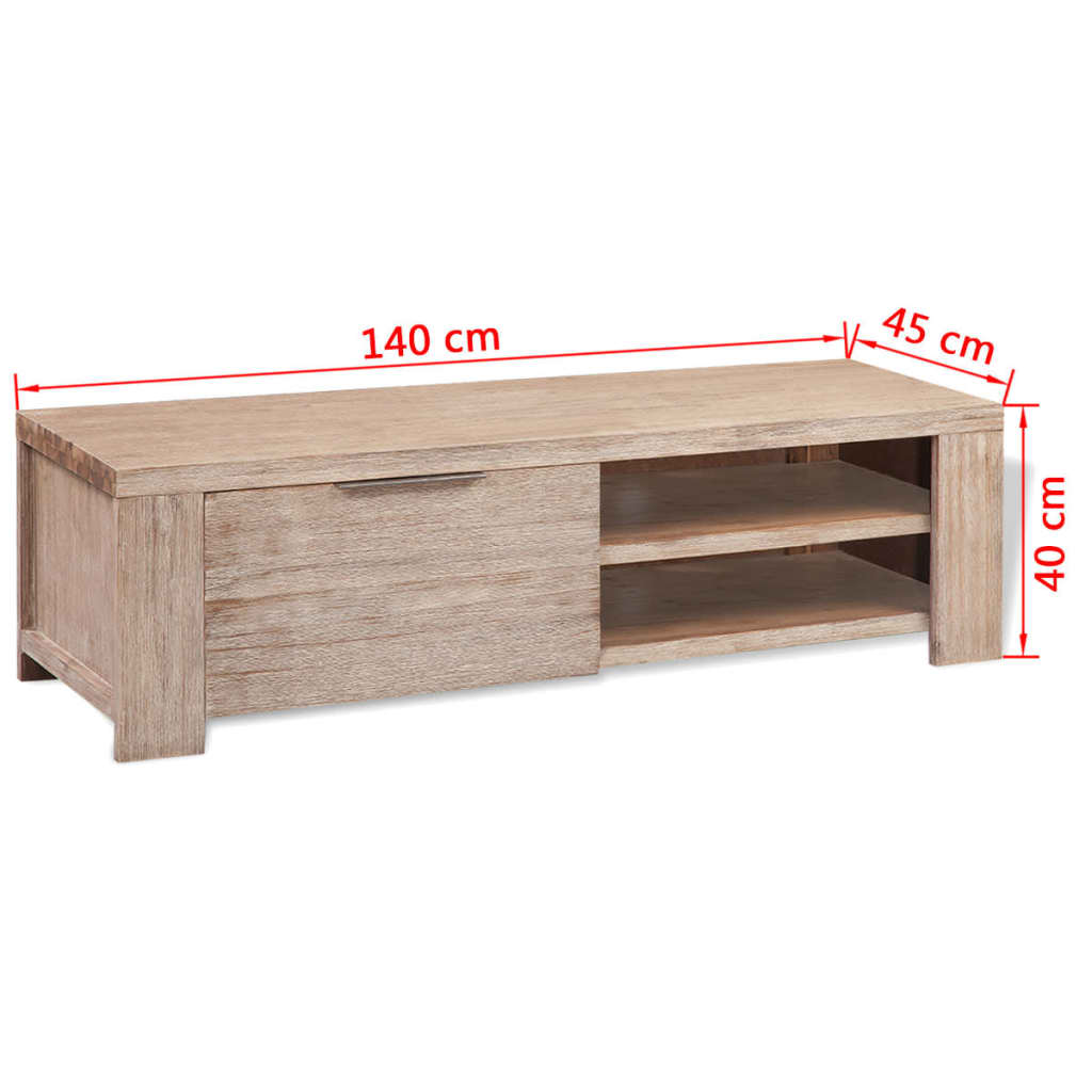 vidaXL Mesa de apoio para TV madeira de acácia escovada 140x45x40 cm