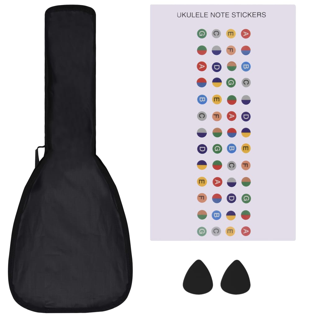 vidaXL Conjunto ukulele soprano infantil com saco 23" preto