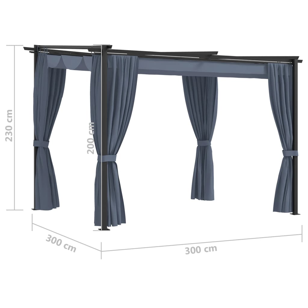 vidaXL Gazebo com cortinas 3x3 m aço antracite