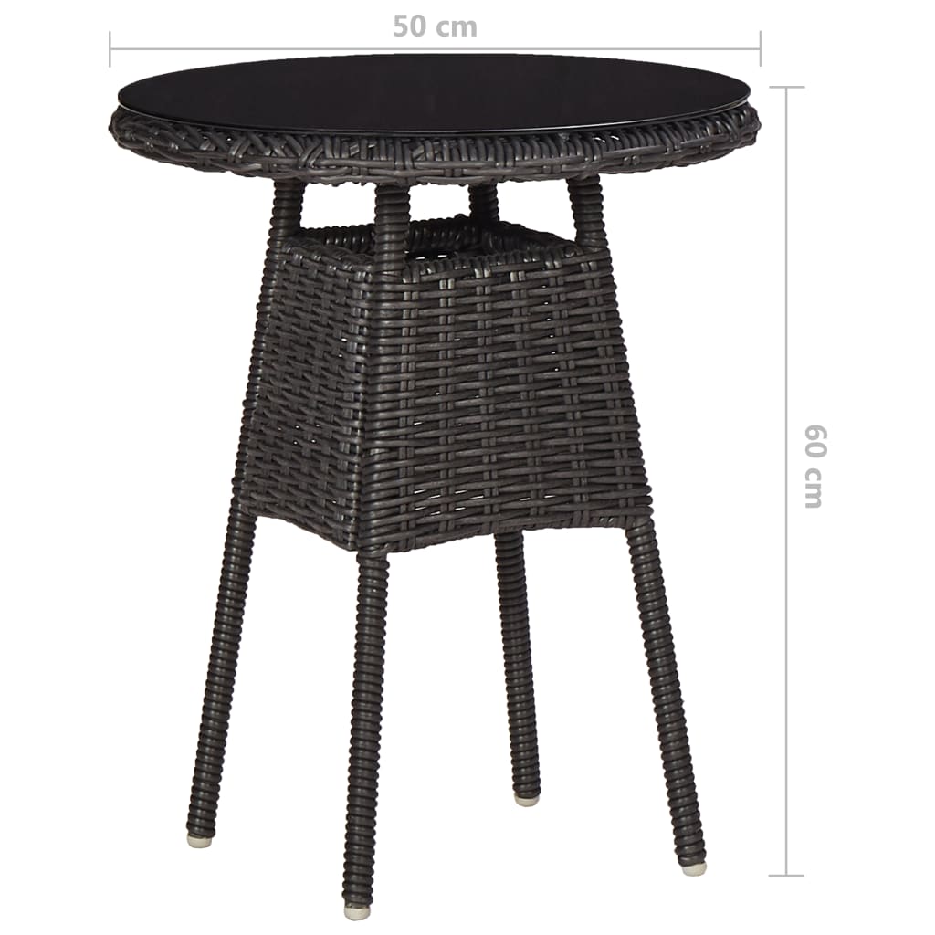 vidaXL Cadeiras de jardim com mesa de centro 2 pcs vime PE preto