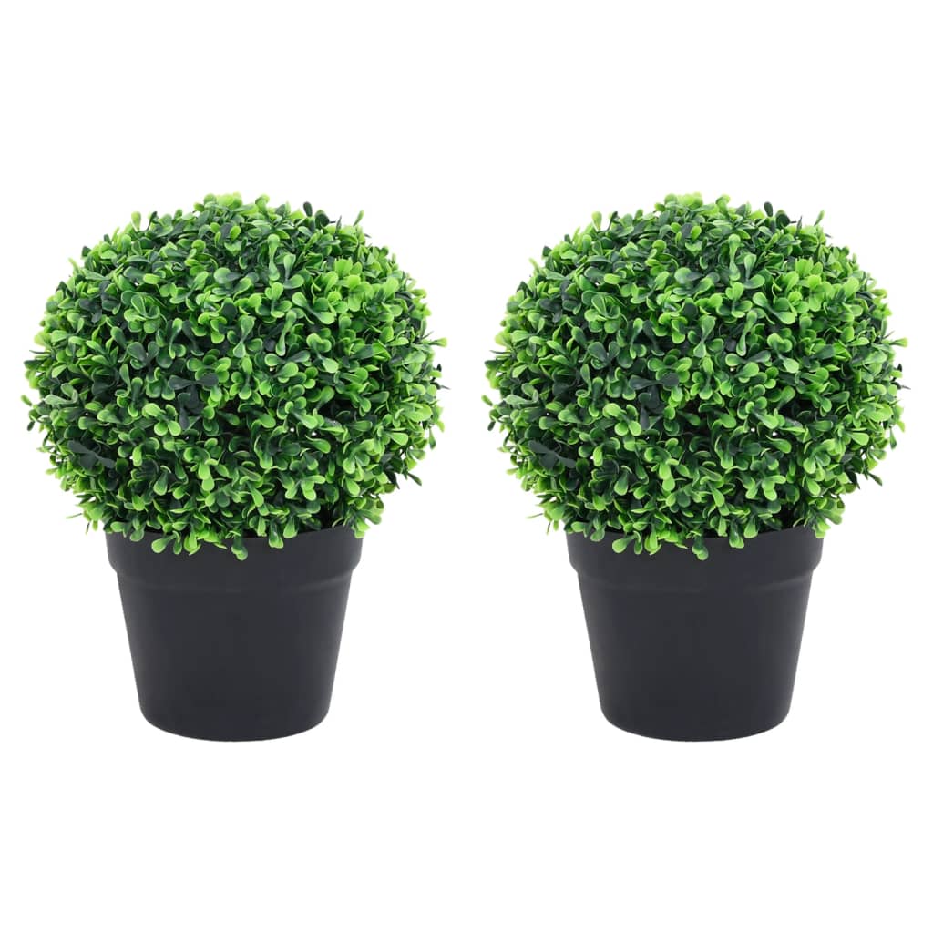 vidaXL Plantas bolas de buxo artificiais c/ vasos 2 pcs 27 cm verde