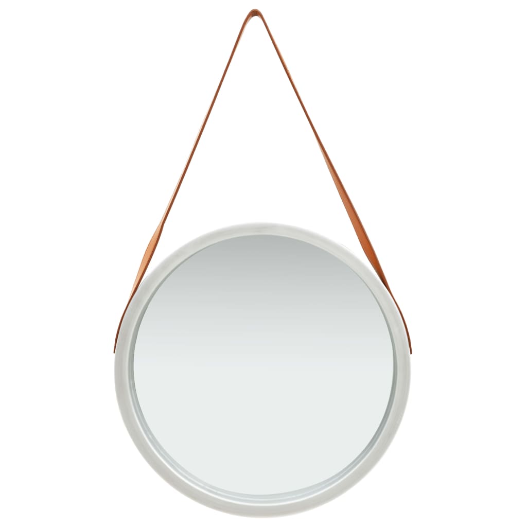 vidaXL Espelho de parede com alça 50 cm prateado