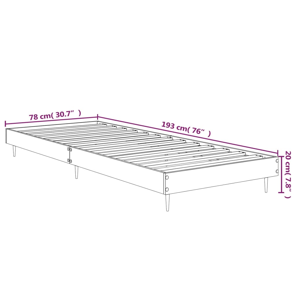 vidaXL Estrutura de cama 75x190 cm derivados madeira carvalho castanho