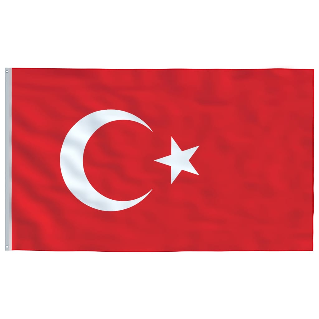 vidaXL Bandeira da Turquia e mastro 6,23 m alumínio
