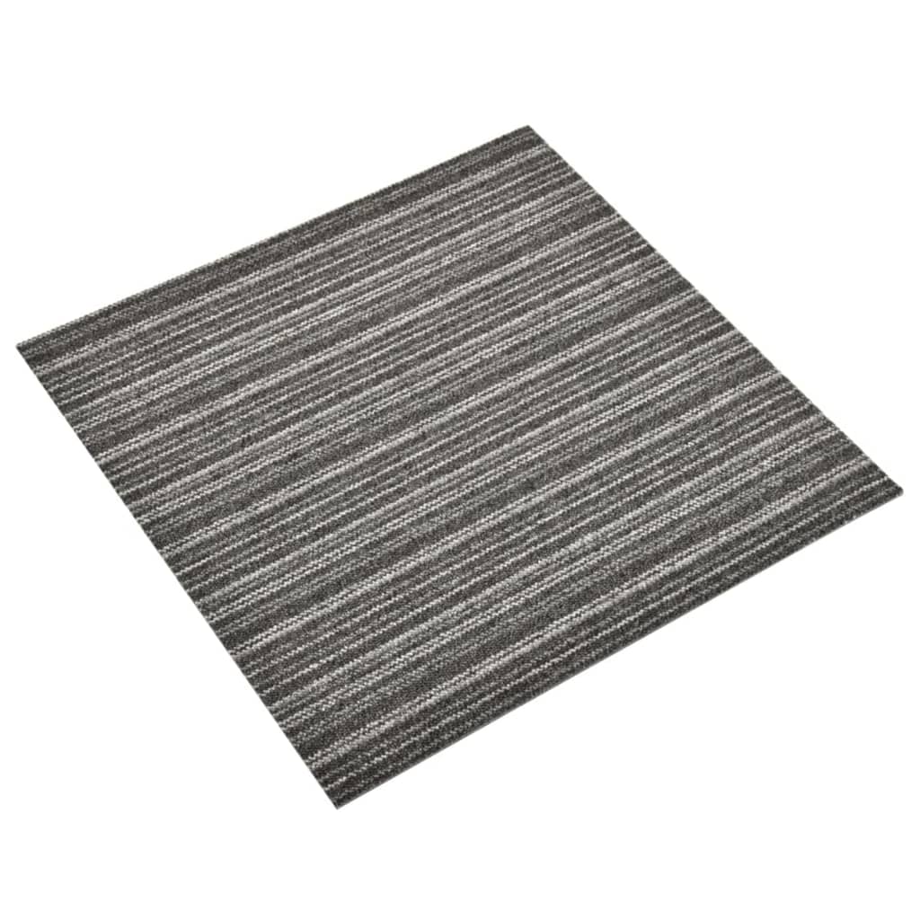 vidaXL Ladrilhos carpete p/ pisos 20 pcs 5 m² 50x50cm riscas antracite