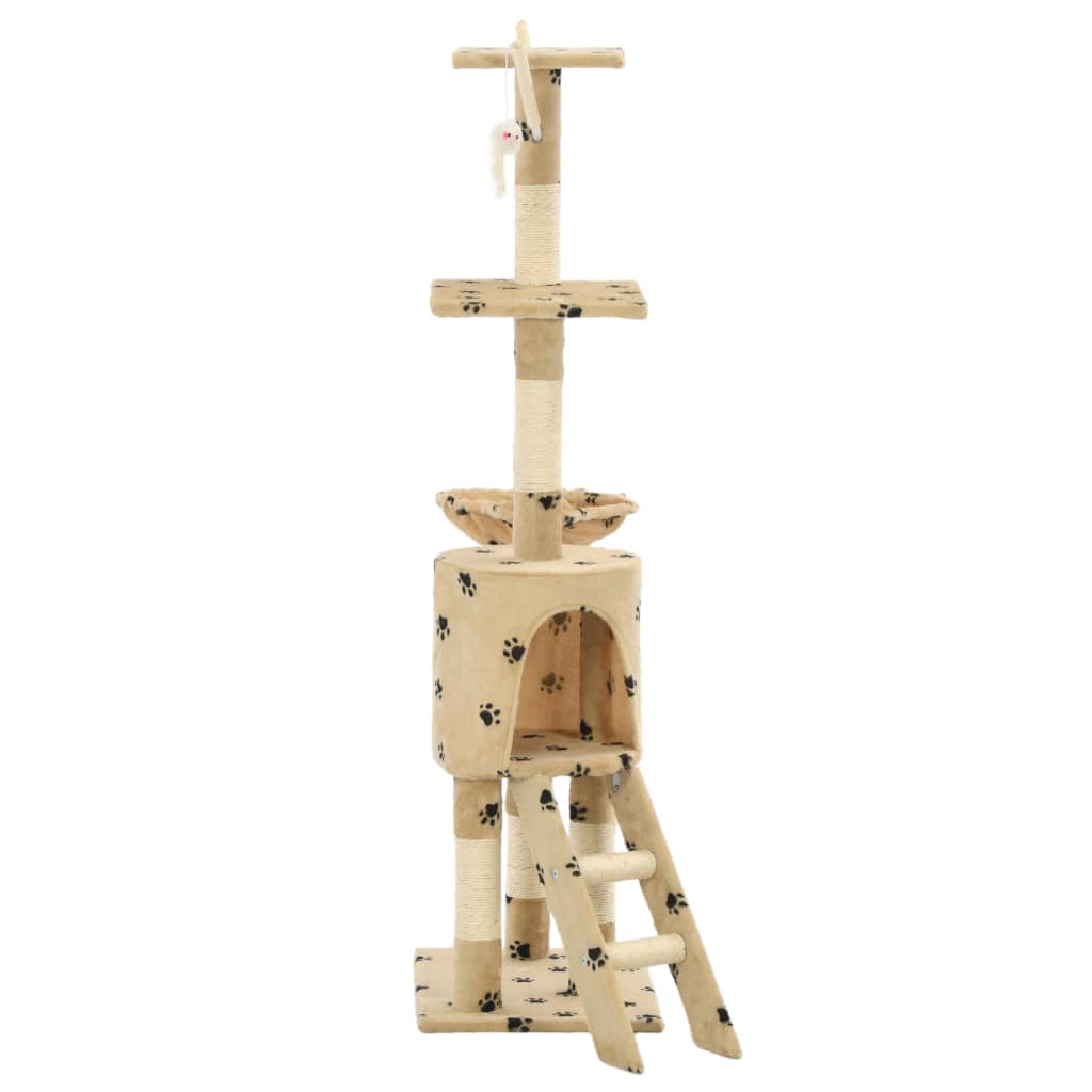 vidaXL Árvore para gatos c/postes arranhadores sisal 138 cm bege