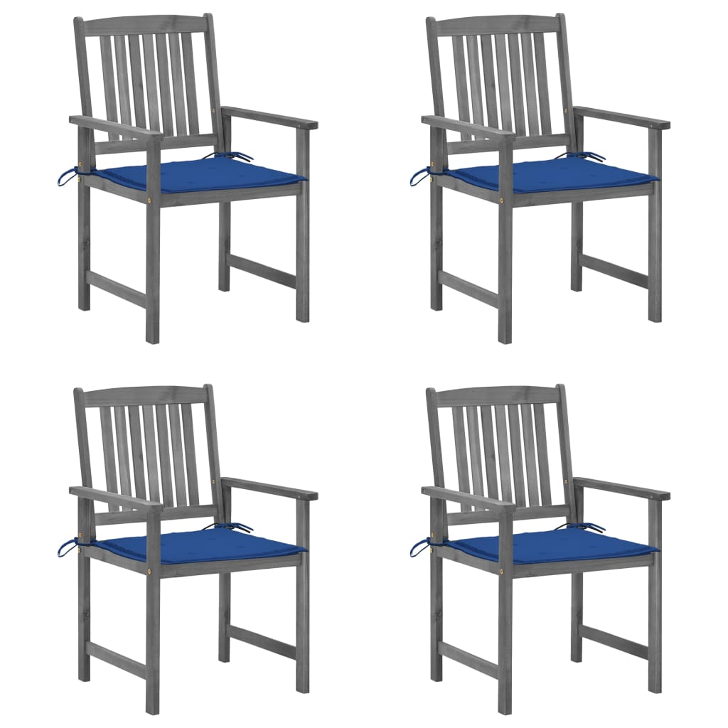 vidaXL Cadeiras de jardim com almofadões 4 pcs acácia maciça cinza