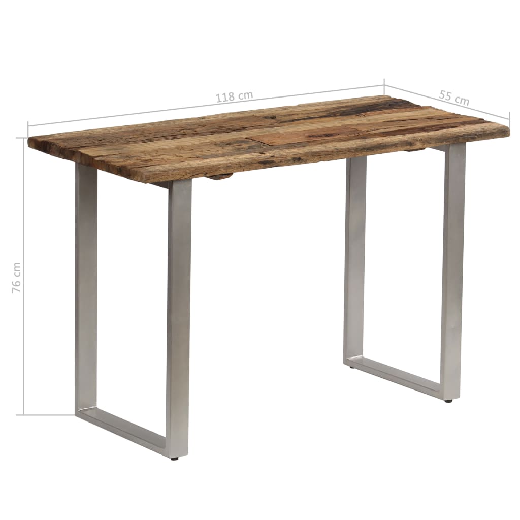 vidaXL Mesa de jantar em madeira recuperada e aço 118x55x76 cm