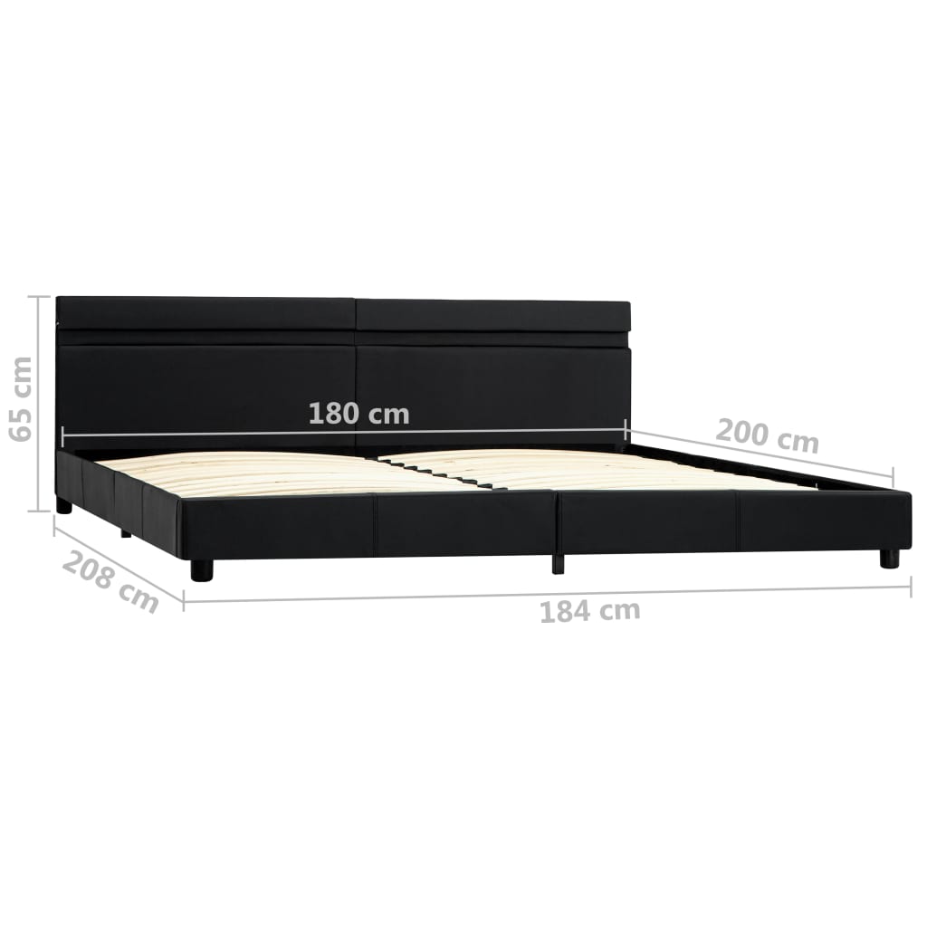 vidaXL Estrutura de cama c/ LED 180x200 cm couro artificial preto