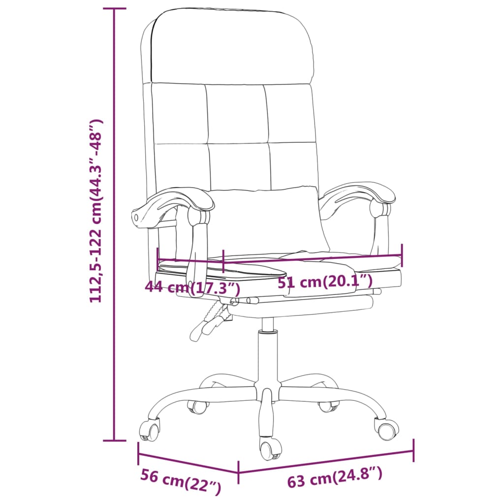 vidaXL Cadeira escritório massagens reclinável couro artificial cinza