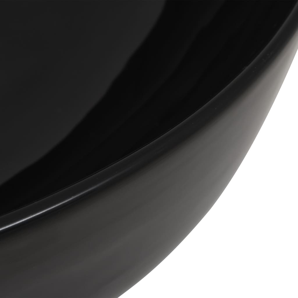 vidaXL Lavatório redondo em cerâmica 41,5x13,5 cm preto