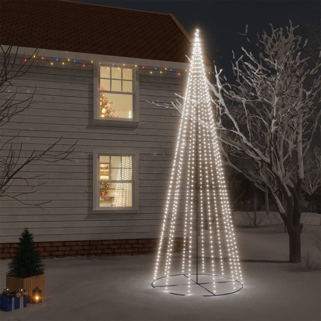 vidaXL Árvore de Natal em cone 732 luzes LED 160x500 cm branco frio