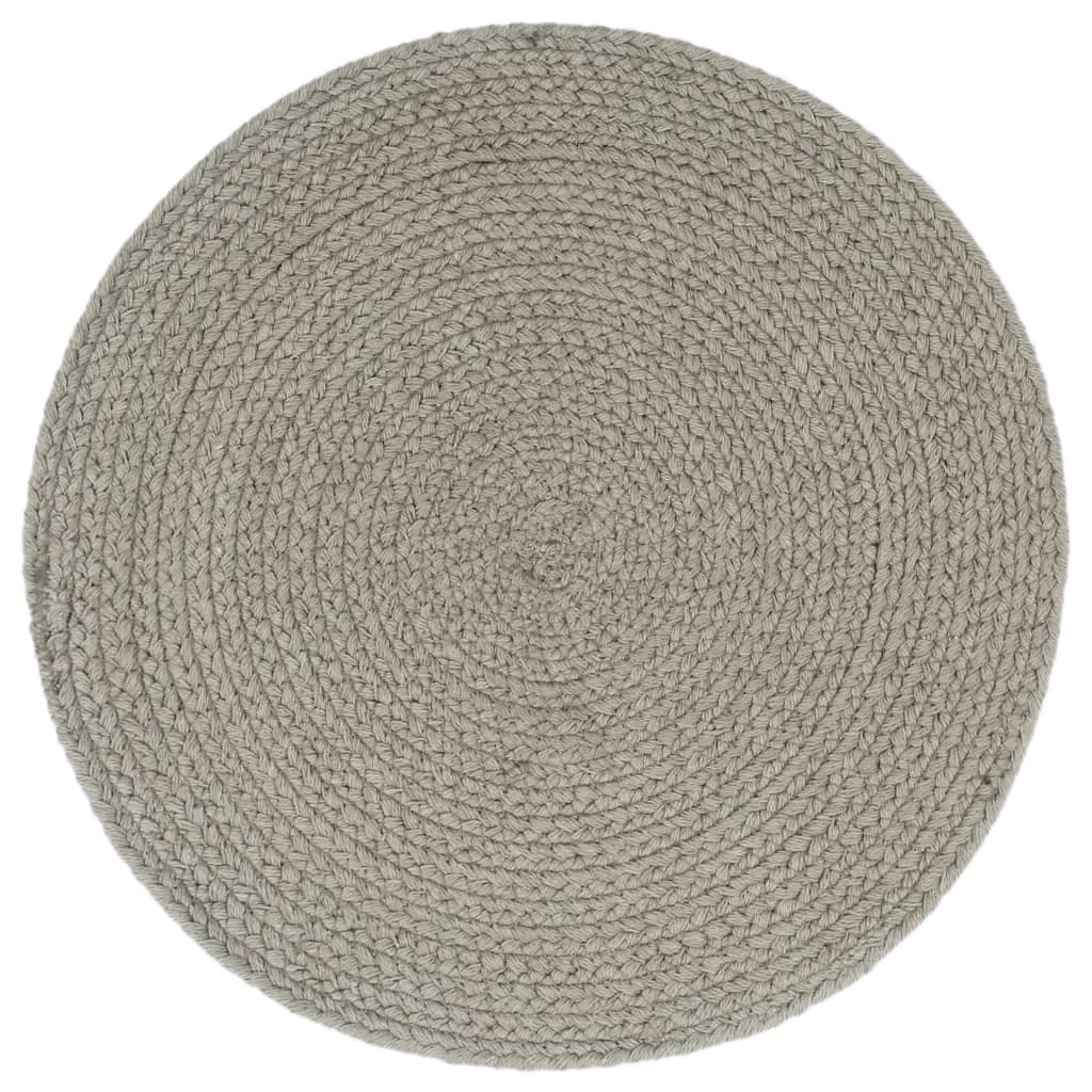 vidaXL Individuais de mesa 4 pcs algodão liso 38 cm redondo cinzento
