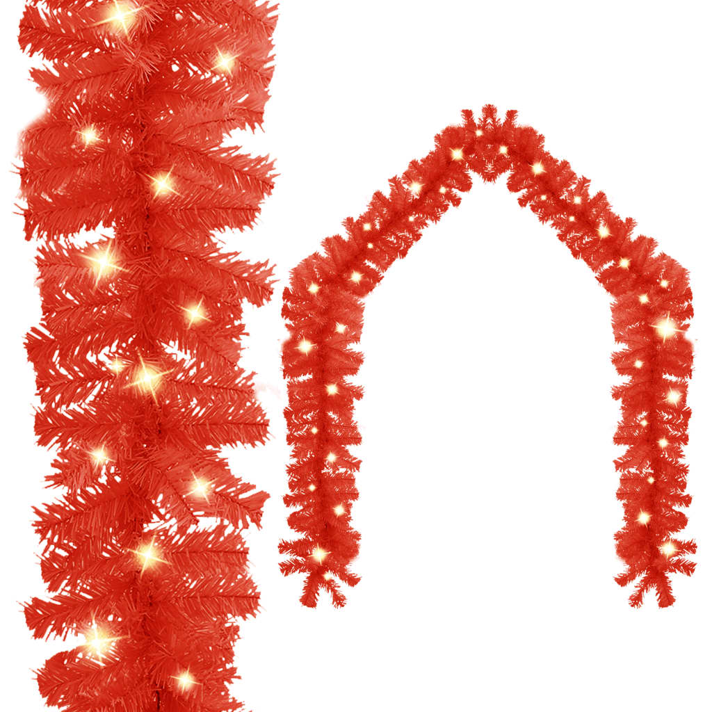 vidaXL Grinalda de Natal com luzes LED 5 m vermelho
