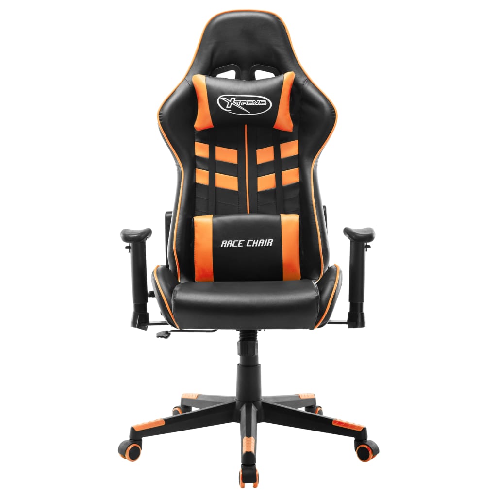 vidaXL Cadeira de gaming couro artificial preto e laranja