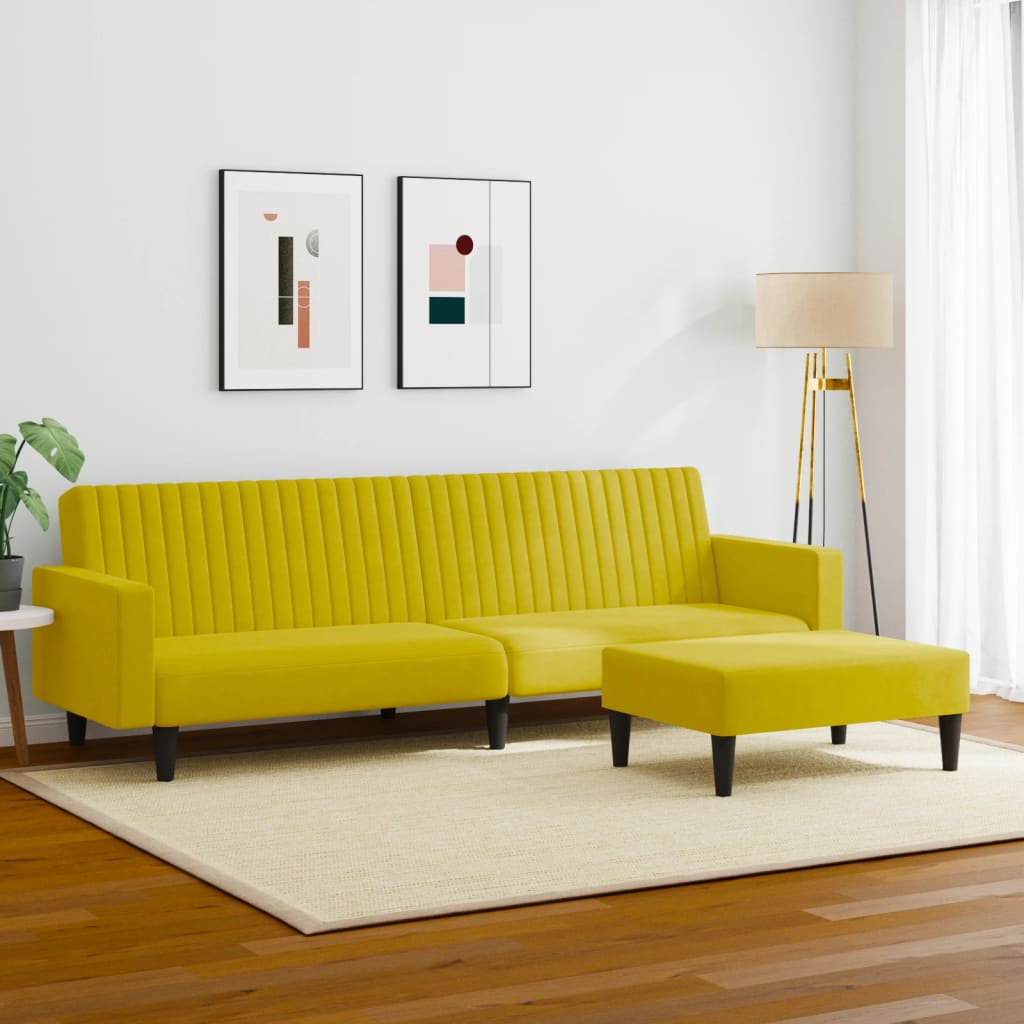vidaXL 2 pcs conjunto de sofás veludo amarelo