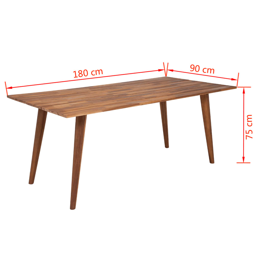 vidaXL Mesa de jantar madeira de acácia maciça 180x90x75 cm castanho