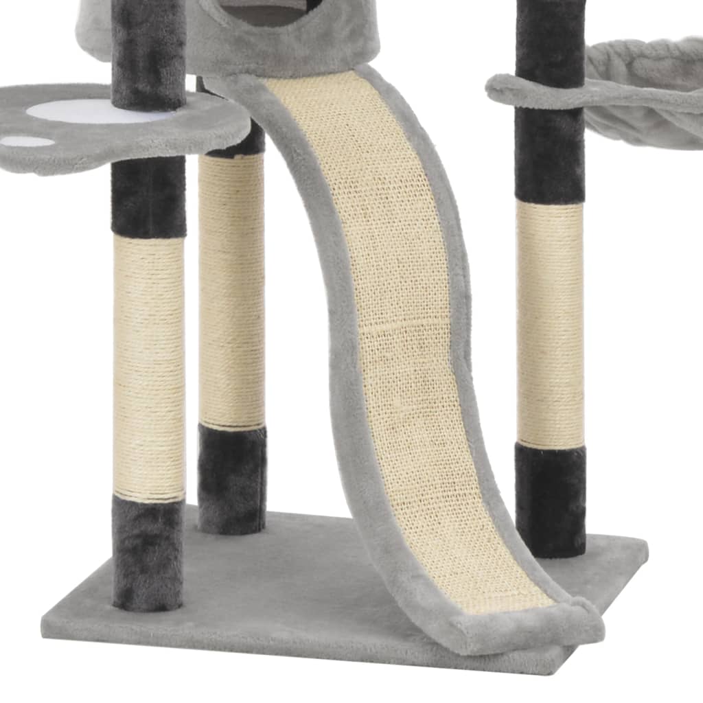 vidaXL Árvore para gatos com postes arranhadores sisal cinzento 145 cm