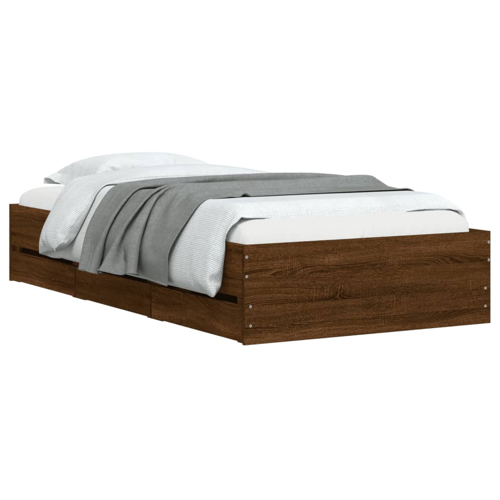 vidaXL Estrutura cama c/ gavetas derivados madeira carvalho castanho
