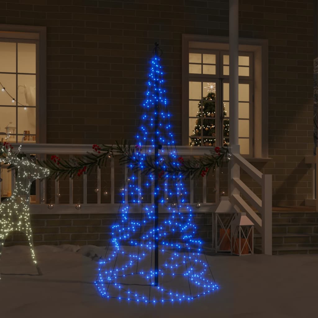 vidaXL Árvore de Natal mastro de bandeira 200 LEDs 180 cm azul