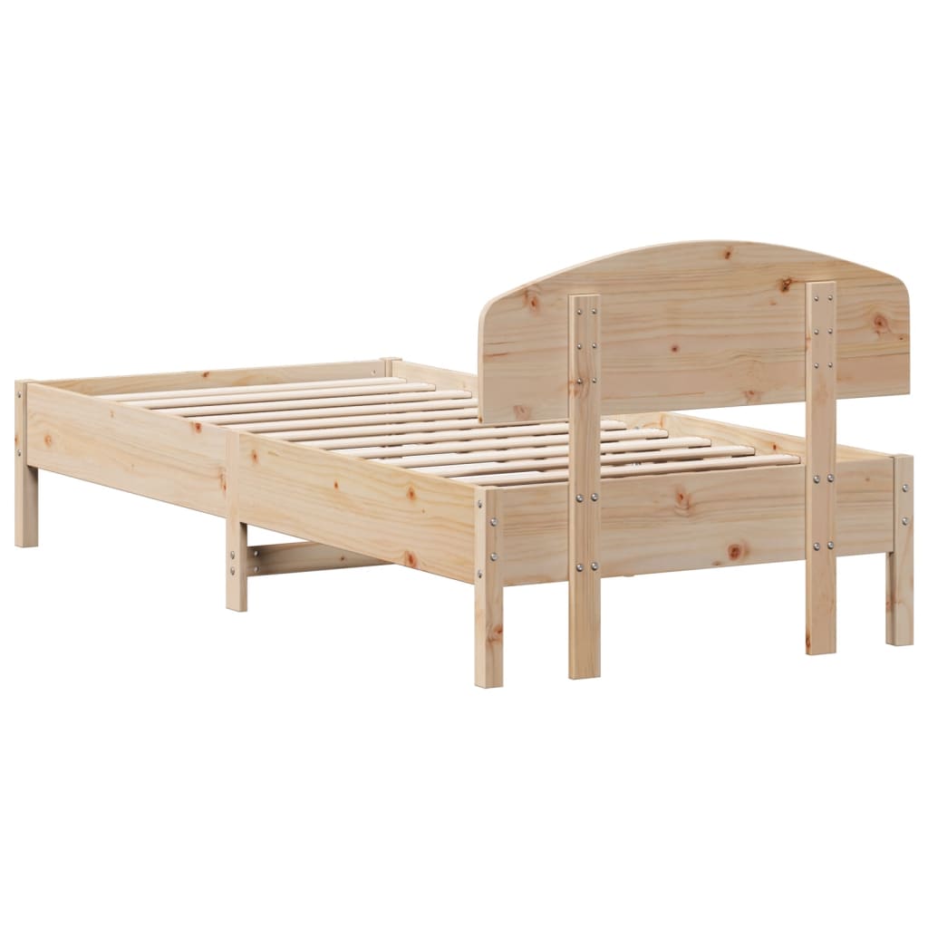 vidaXL Estrutura de cama com cabeceira 100x200cm pinho maciço