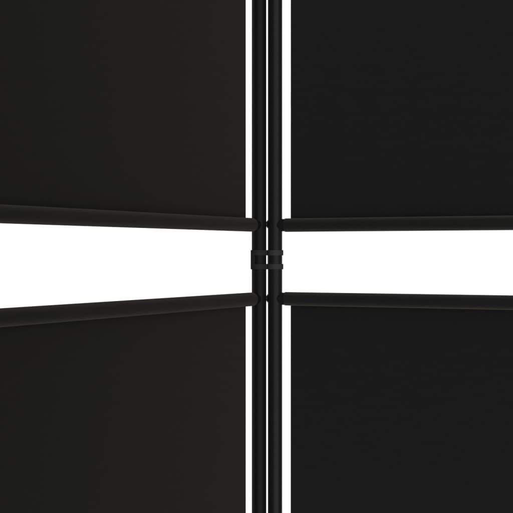 vidaXL Biombo/divisória com 5 painéis 250x180 cm tecido preto