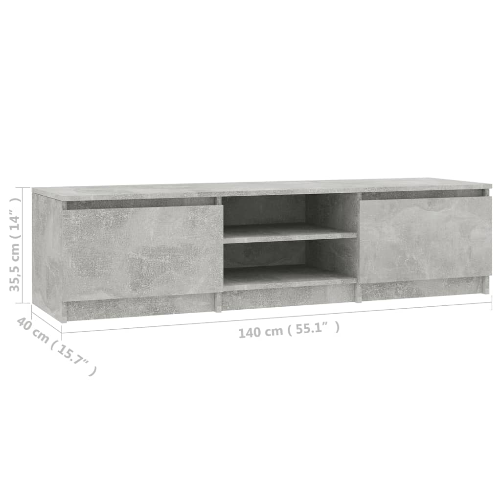 vidaXL Móvel de TV 140x40x35,5 cm contraplacado cinzento concreto