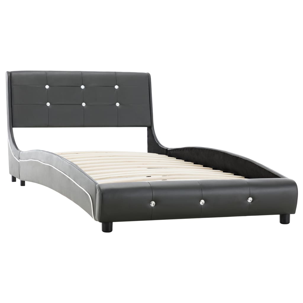vidaXL Estrutura de cama 90x200 cm couro artificial cinzento