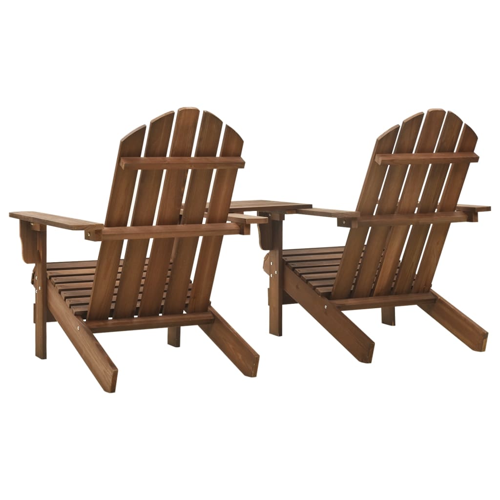 vidaXL Cadeiras jardim Adirondack + mesa centro madeira abeto castanho
