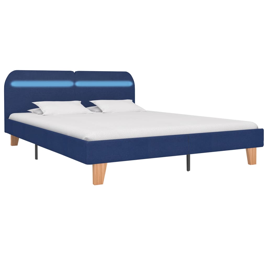vidaXL Estrutura de cama com LED em tecido 180x200 cm azul