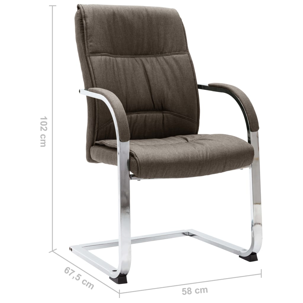 vidaXL Cadeira de escritório cantilever em tecido cinzento-acastanhado