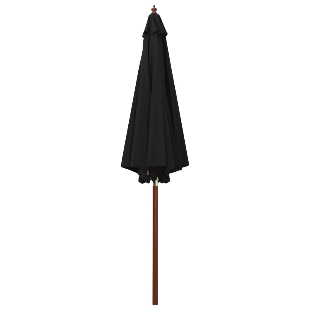 vidaXL Guarda-sol com mastro de madeira 300x258 cm preto