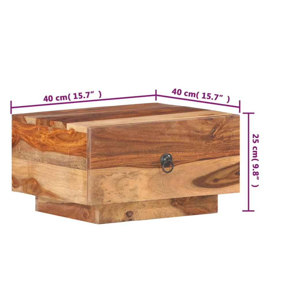 vidaXL Mesa de cabeceira 40x40x25 cm madeira de sheesham maciça
