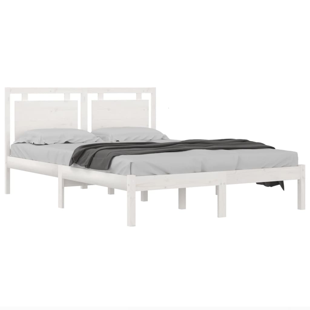 vidaXL Estrutura de cama 200x200 cm madeira maciça branco