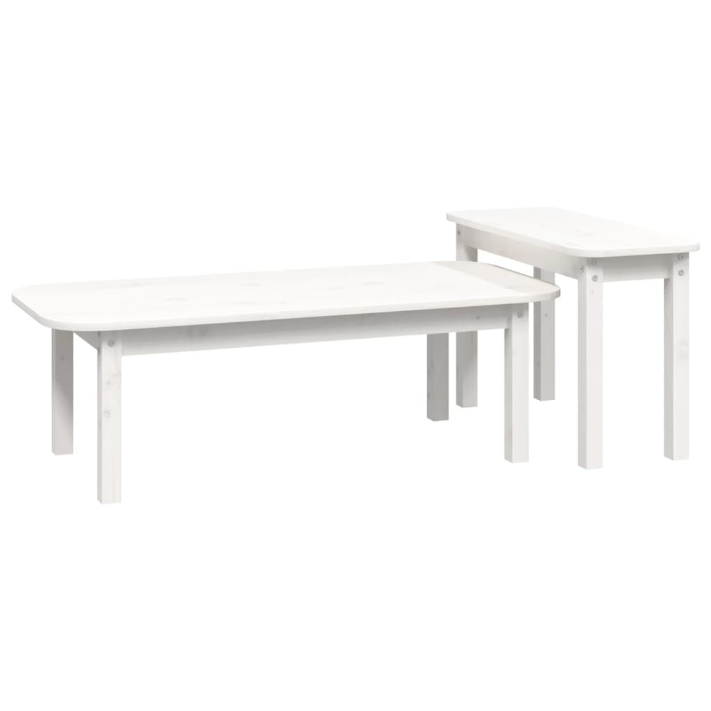 vidaXL 2 pcs conjunto de mesas de centro pinho maciço branco