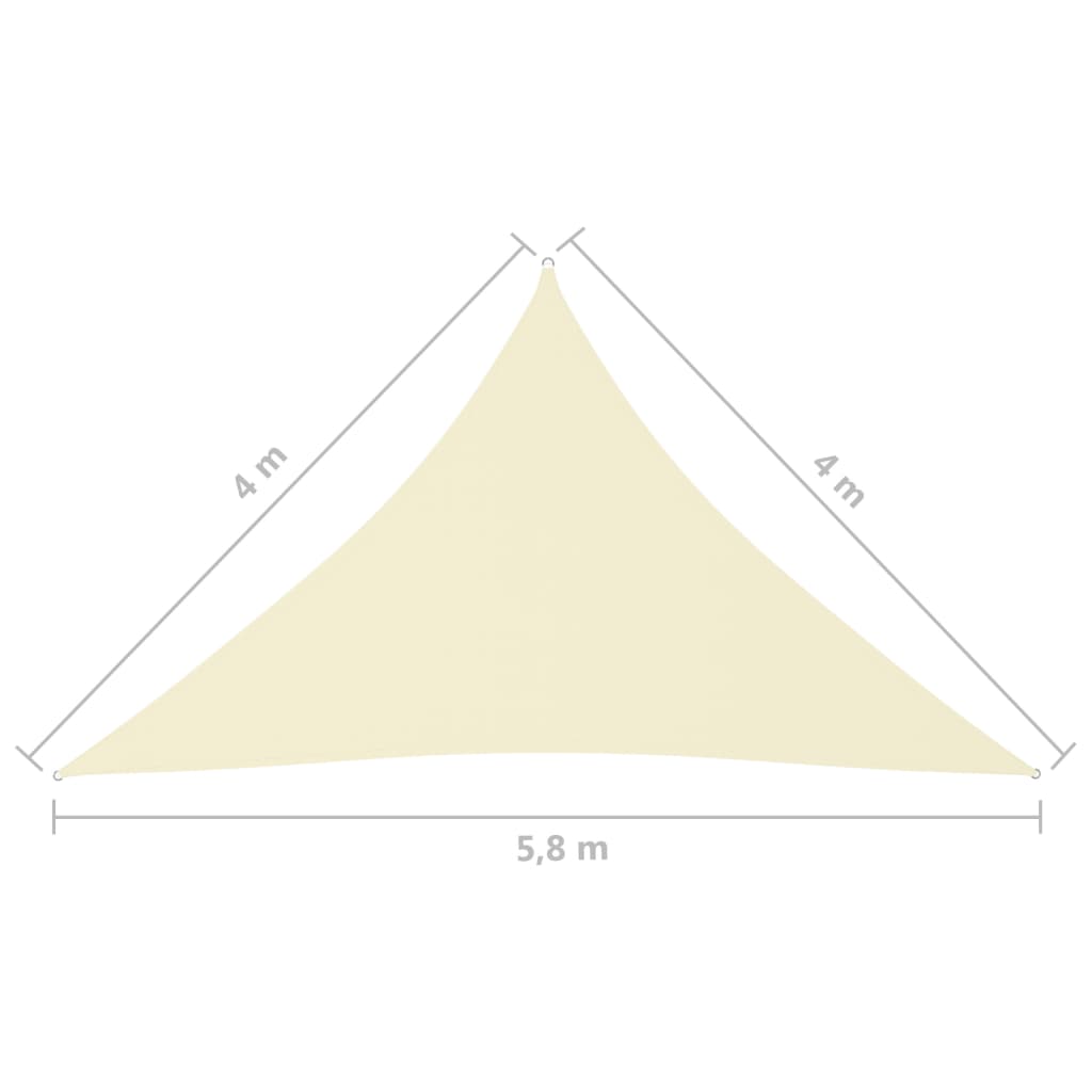 vidaXL Para-sol estilo vela tecido oxford triangular 4x4x5,8 m creme