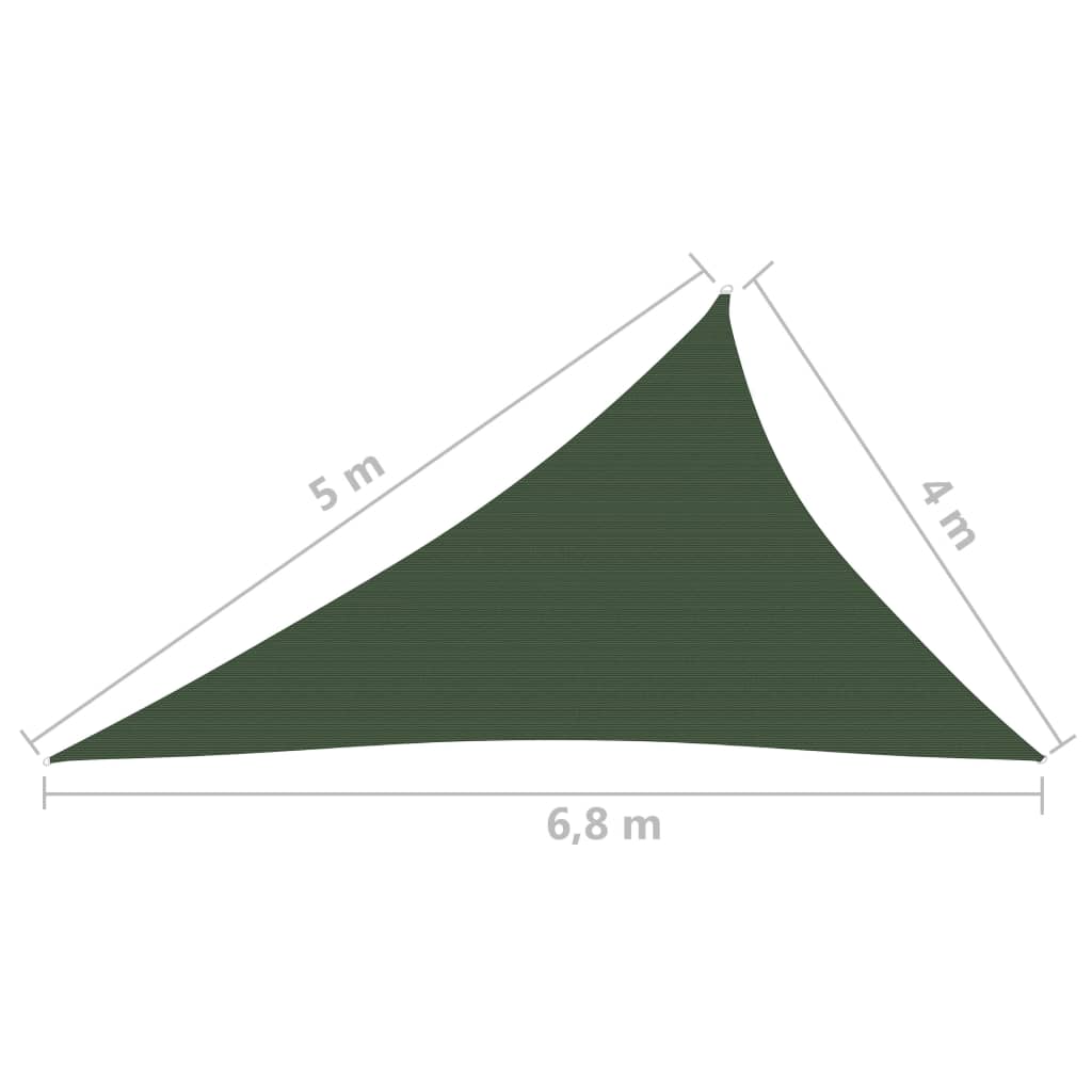vidaXL Para-sol estilo vela 160 g/m² 4x5x6,8 m PEAD verde-escuro
